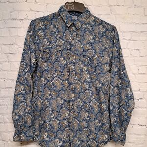 Roper Blue and Gold Paisley Boys Shirt